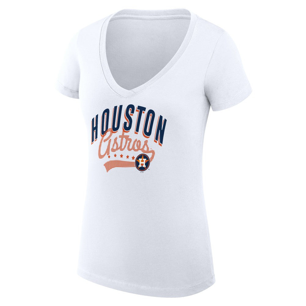 Houston Astros G-III 4Her by Carl Banks Women's Super-Slim Fit Lightweight Filigree Team V-Neck T-Shirt - MLB T-shirts