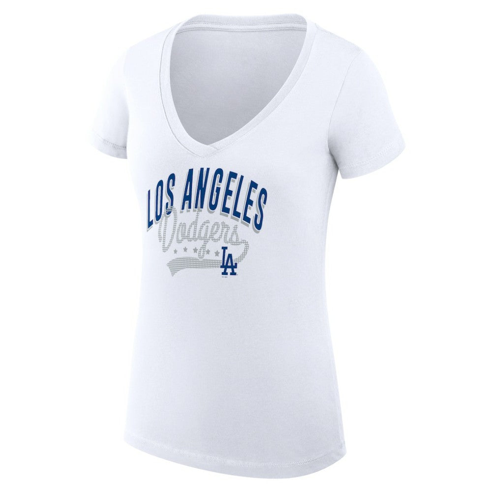 Los Angeles Dodgers G-III 4Her by Carl Banks Women's Super-Slim Fit Lightweight Filigree Team V-Neck T-Shirt - MLB T-shirts