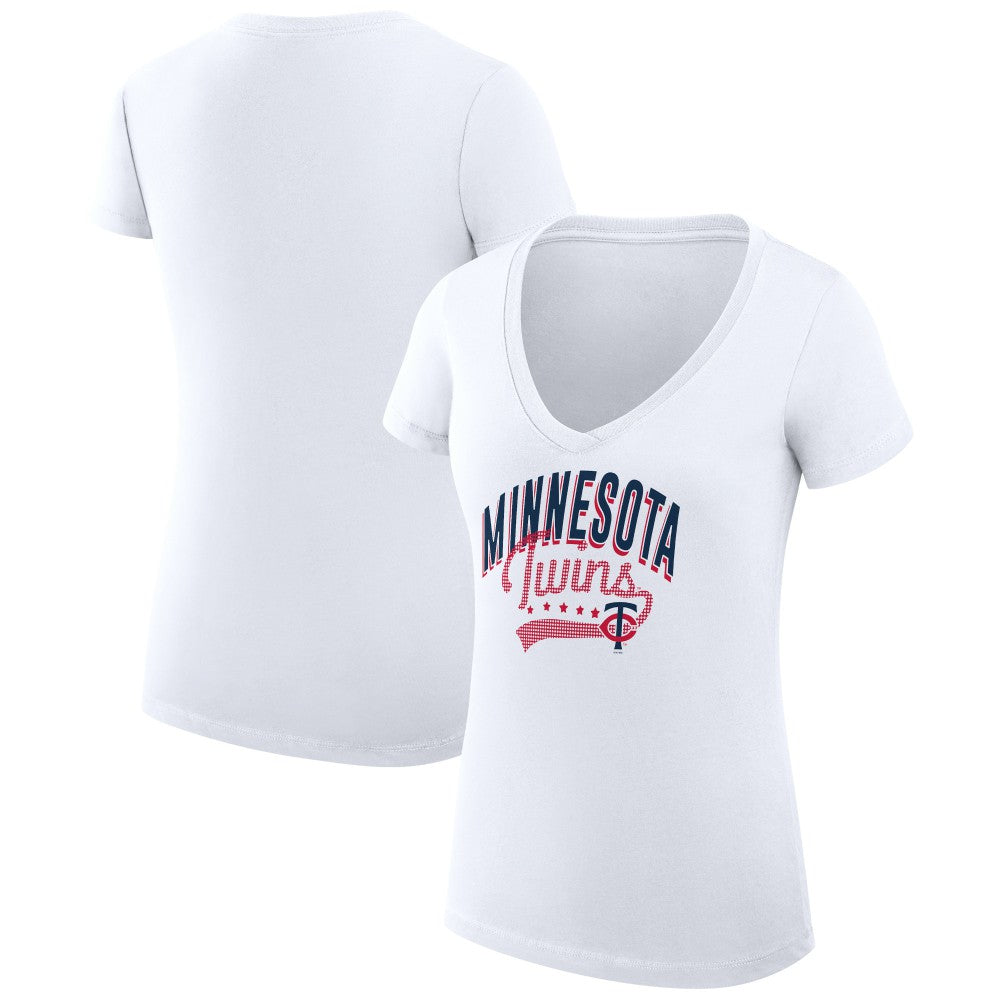 Minnesota Twins G-III 4Her by Carl Banks Women's Super-Slim Fit Lightweight Filigree Team V-Neck T-Shirt - MLB T-shirts