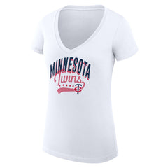 Minnesota Twins G-III 4Her by Carl Banks Women's Super-Slim Fit Lightweight Filigree Team V-Neck T-Shirt - MLB T-shirts