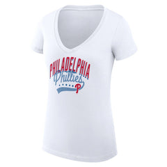 Philadelphia Phillies G-III 4Her by Carl Banks Women's Super-Slim Fit Lightweight Filigree Team V-Neck T-Shirt - MLB T-shirts