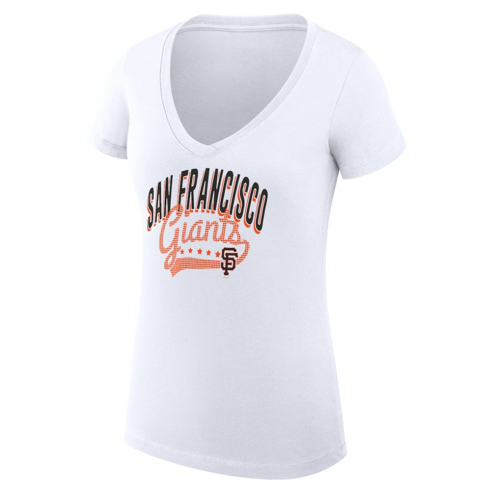 San Francisco Giants G-III 4Her by Carl Banks Women's Super-Slim Fit Lightweight Filigree Team V-Neck T-Shirt - MLB T-shirts