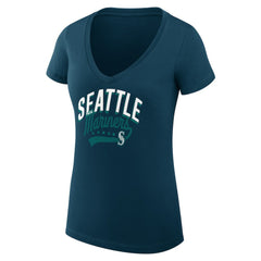 Seattle Mariners G-III 4Her by Carl Banks Women's Super-Slim Fit Lightweight Filigree Team V-Neck T-Shirt - MLB T-shirts