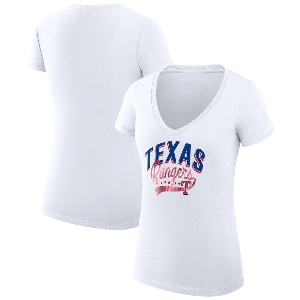 Texas Rangers G-III 4Her by Carl Banks Women's Super-Slim Fit Lightweight Filigree Team V-Neck T-Shirt - MLB T-shirts