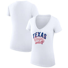 Texas Rangers G-III 4Her by Carl Banks Women's Super-Slim Fit Lightweight Filigree Team V-Neck T-Shirt - MLB T-shirts