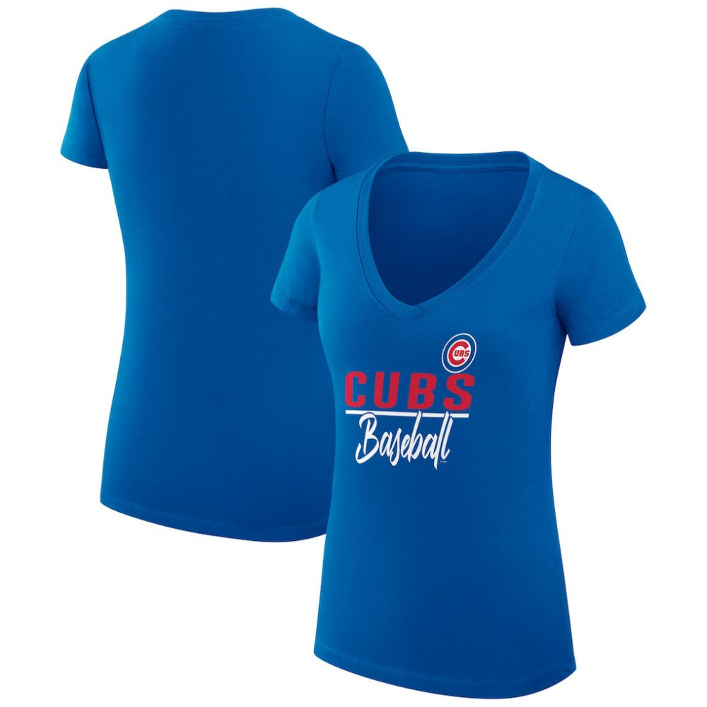 Chicago Cubs G-III 4Her by Carl Banks Women's Super-Slim Fit Lightweight Team Graphic V-Neck T-Shirt - MLB T-shirts