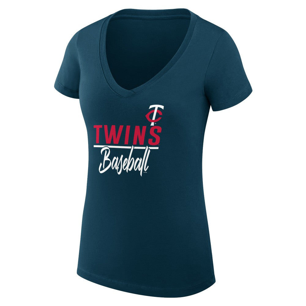Minnesota Twins G-III 4Her by Carl Banks Women's Super-Slim Fit Lightweight Team Graphic V-Neck T-Shirt - MLB T-shirts