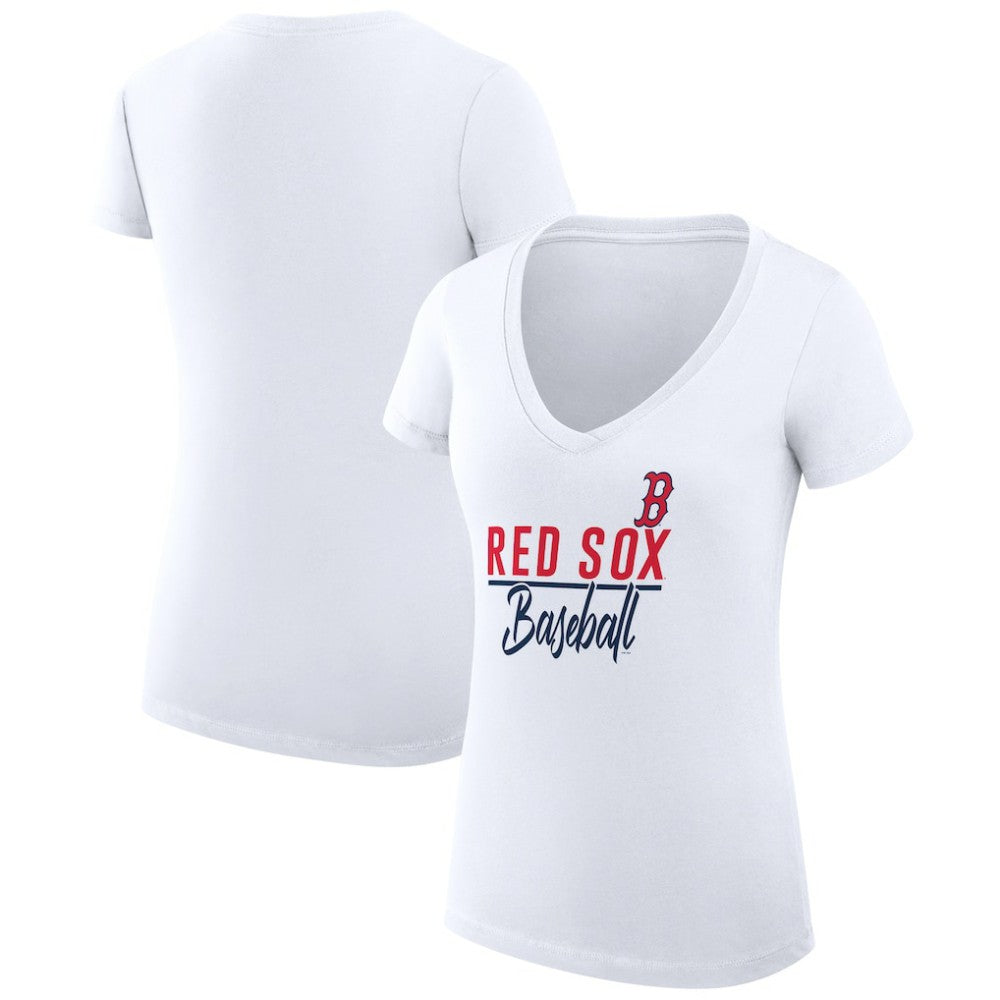 Boston Red Sox G-III 4Her by Carl Banks Women's Super-Slim Fit Lightweight Team Graphic V-Neck T-Shirt - MLB T-shirts