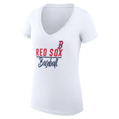 Boston Red Sox G-III 4Her by Carl Banks Women's Super-Slim Fit Lightweight Team Graphic V-Neck T-Shirt - MLB T-shirts