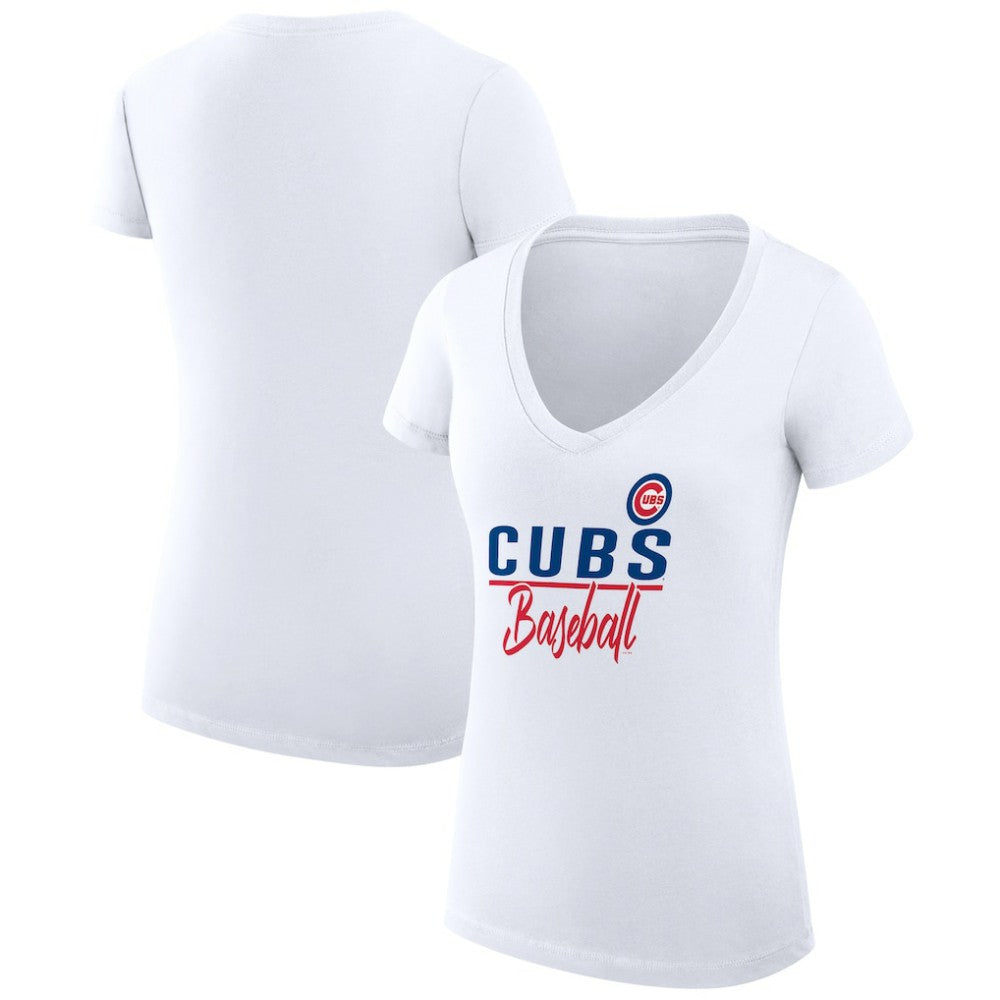 Chicago Cubs G-III 4Her by Carl Banks Women's Super-Slim Fit Lightweight Team Graphic V-Neck T-Shirt - MLB T-shirts