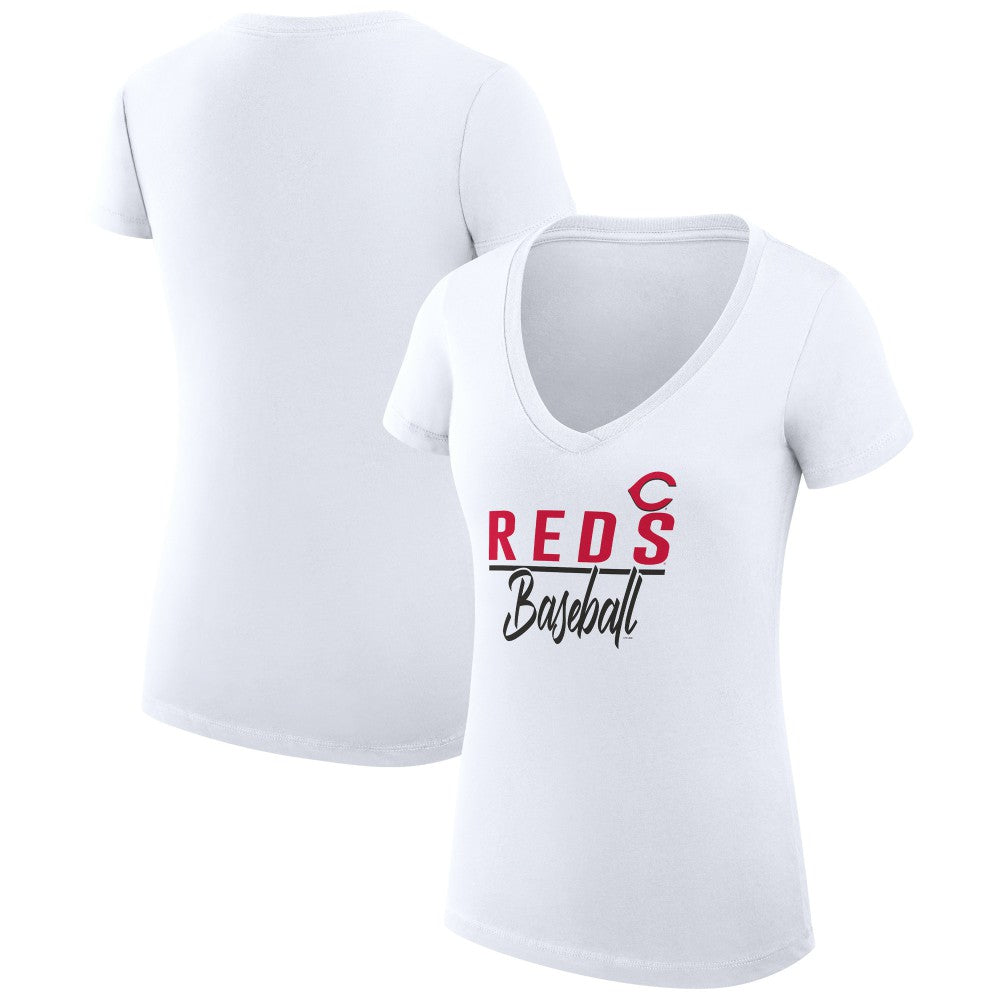 Cincinnati Reds G-III 4Her by Carl Banks Women's Super-Slim Fit Lightweight Team Graphic V-Neck T-Shirt - MLB T-shirts