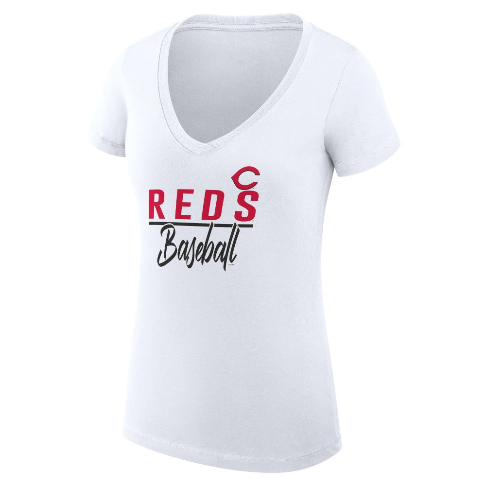 Cincinnati Reds G-III 4Her by Carl Banks Women's Super-Slim Fit Lightweight Team Graphic V-Neck T-Shirt - MLB T-shirts