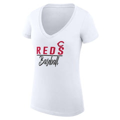 Cincinnati Reds G-III 4Her by Carl Banks Women's Super-Slim Fit Lightweight Team Graphic V-Neck T-Shirt - MLB T-shirts