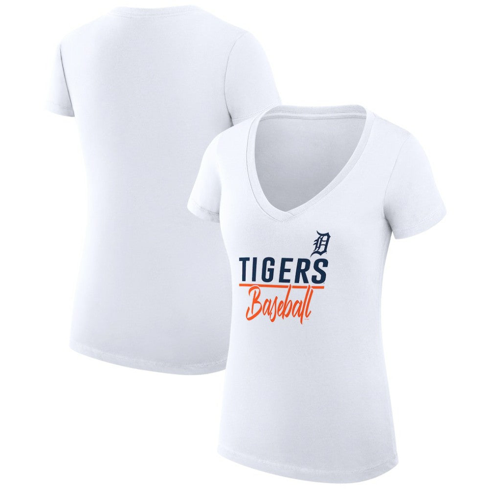 Detroit Tigers G-III 4Her by Carl Banks Women's Super-Slim Fit Lightweight Team Graphic V-Neck T-Shirt - MLB T-shirts
