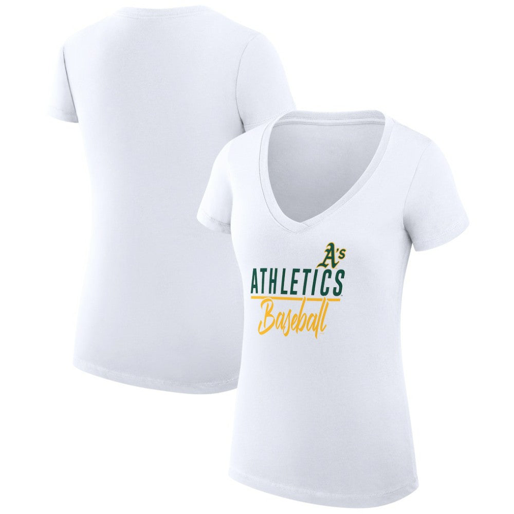 Athletics G-III 4Her by Carl Banks Women's Super-Slim Fit Lightweight Team Graphic V-Neck T-Shirt - MLB T-shirts