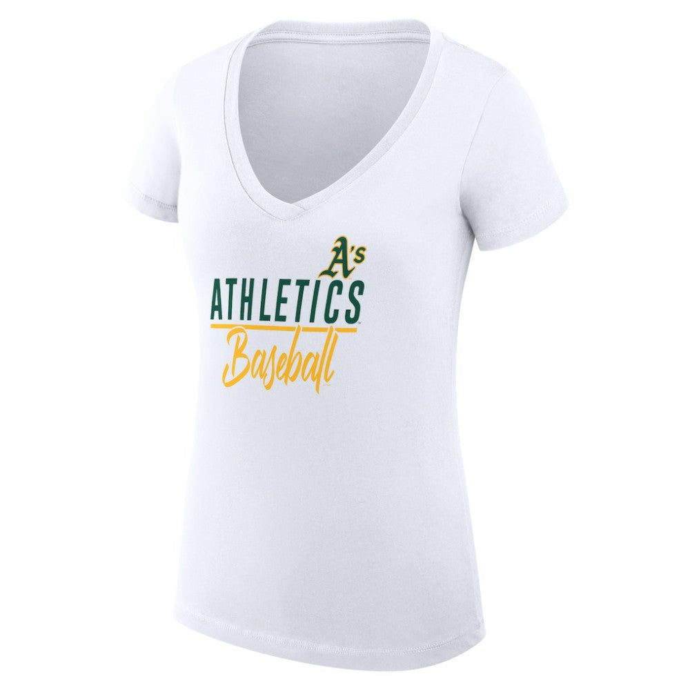 Athletics G-III 4Her by Carl Banks Women's Super-Slim Fit Lightweight Team Graphic V-Neck T-Shirt - MLB T-shirts
