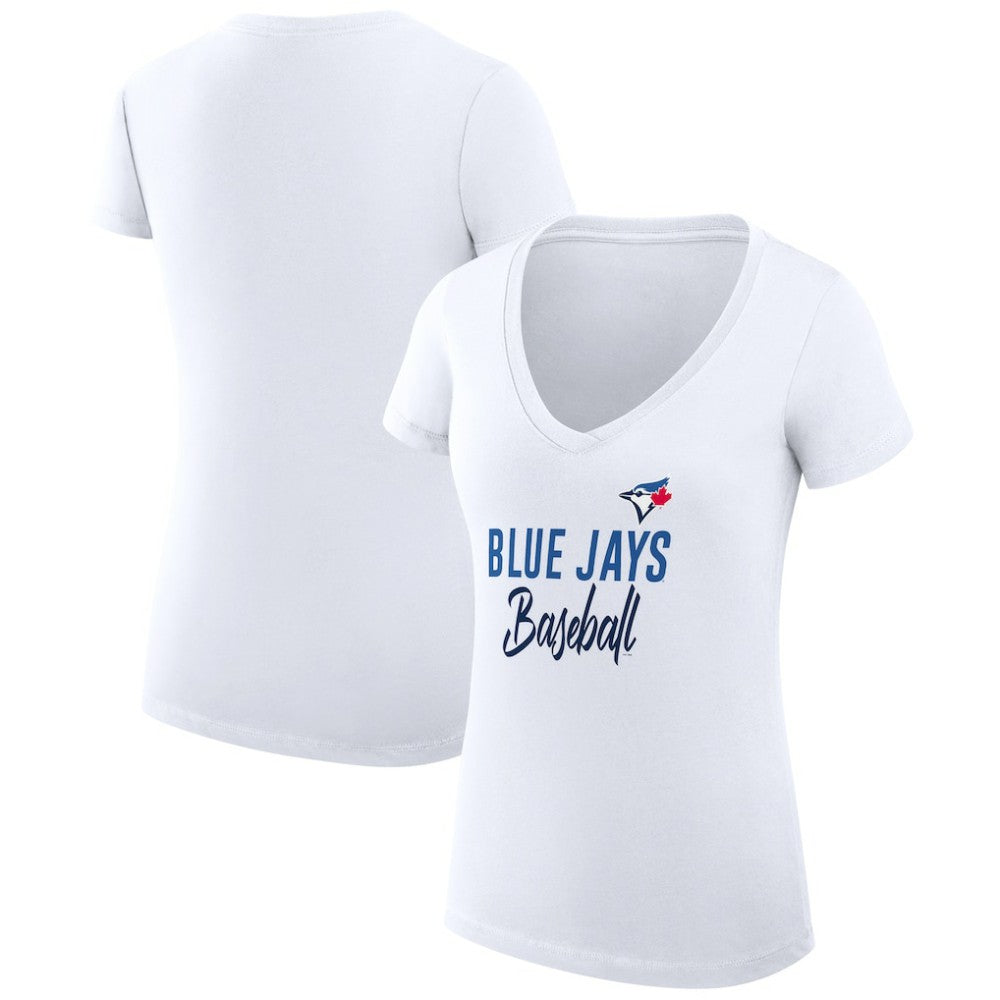 Toronto Blue Jays G-III 4Her by Carl Banks Women's Super-Slim Fit Lightweight Team Graphic V-Neck T-Shirt - MLB T-shirts