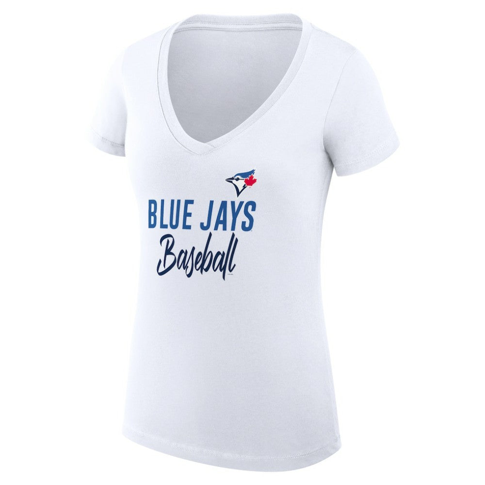 Toronto Blue Jays G-III 4Her by Carl Banks Women's Super-Slim Fit Lightweight Team Graphic V-Neck T-Shirt - MLB T-shirts