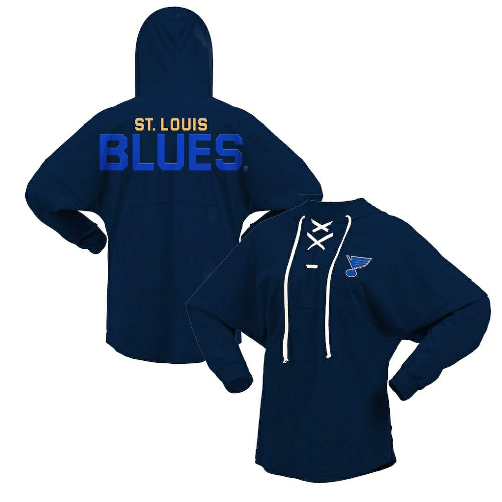 St. Louis Blues Fanatics Women's Jersey Lace-Up V-Neck Long Sleeve Hoodie T-Shirt -  NHL T-shirts