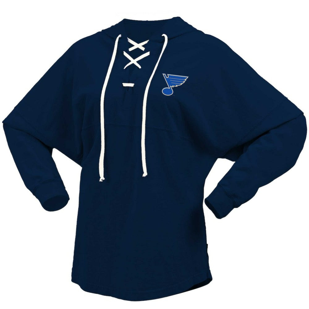 St. Louis Blues Fanatics Women's Jersey Lace-Up V-Neck Long Sleeve Hoodie T-Shirt -  NHL T-shirts