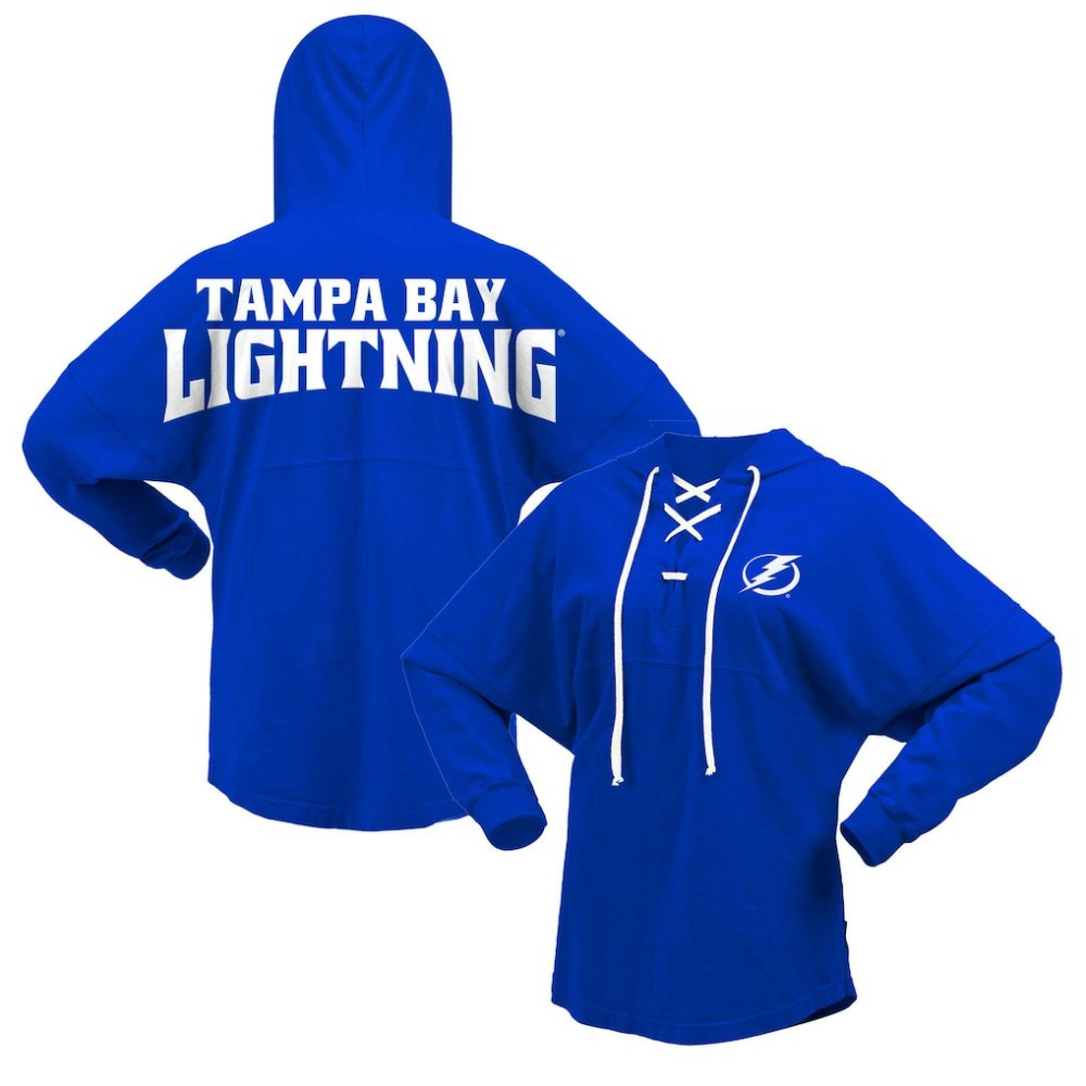 Tampa Bay Lightning Fanatics Women's Jersey Lace-Up V-Neck Long Sleeve Hoodie T-Shirt -  NHL T-shirts