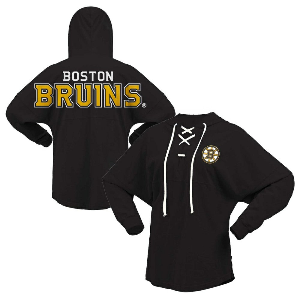 Boston Bruins Fanatics Women's Jersey Lace-Up V-Neck Long Sleeve Hoodie T-Shirt -  NHL T-shirts