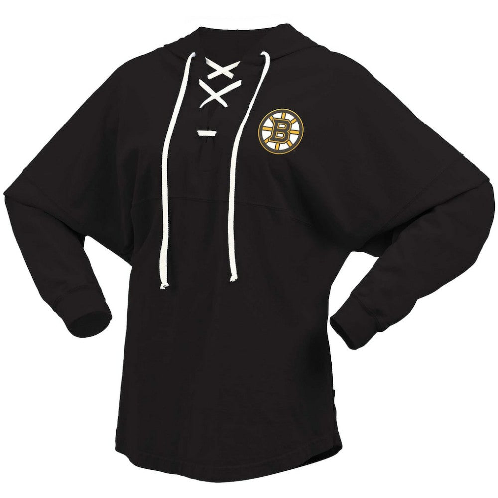 Boston Bruins Fanatics Women's Jersey Lace-Up V-Neck Long Sleeve Hoodie T-Shirt -  NHL T-shirts