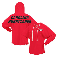 Carolina Hurricanes Fanatics Women's Jersey Lace-Up V-Neck Long Sleeve Hoodie T-Shirt -  NHL T-shirts
