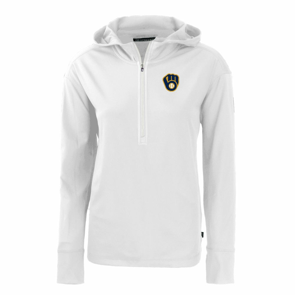 Milwaukee Brewers Cutter & Buck Women's Daybreak Eco Recycled Half-Zip Hoodie - MLB Hoodies