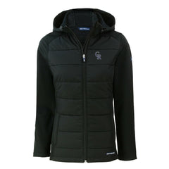 Colorado Rockies Cutter & Buck Women's Evoke Hybrid Eco Softshell Recycled Full-Zip Hoodie Jacket - MLB Jackets