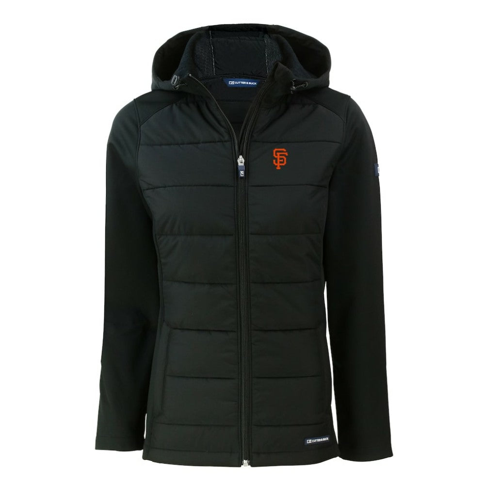 San Francisco Giants Cutter & Buck Women's Evoke Hybrid Eco Softshell Recycled Full-Zip Hoodie Jacket - MLB Jackets