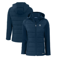 New York Yankees Cutter & Buck Women's Evoke Hybrid Eco Softshell Recycled Full-Zip Hoodie Jacket - MLB Jackets
