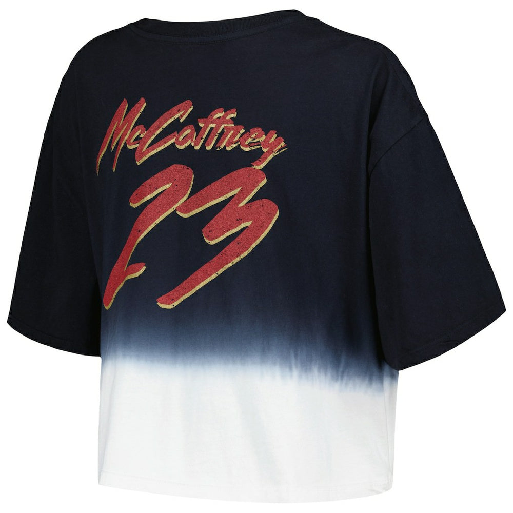 San Francisco 49ers Christian McCaffrey  Majestic Threads Women's Dip-Dye Player Name & Number Crop Top | NFL Near me