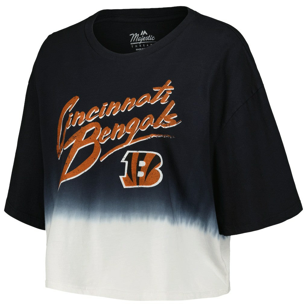 Cincinnati Bengals Joe Burrow  Majestic Threads Women's Dip-Dye Player Name & Number Crop Top | NFL Discount