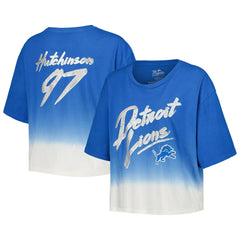 Detroit Lions Aidan Hutchinson  Majestic Threads Women's Dip-Dye Player Name & Number Crop Top | NFL Sale