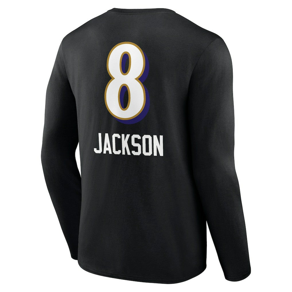 Baltimore Ravens Lamar Jackson  Team Wordmark Long Sleeve T-Shirt | NFL Discount