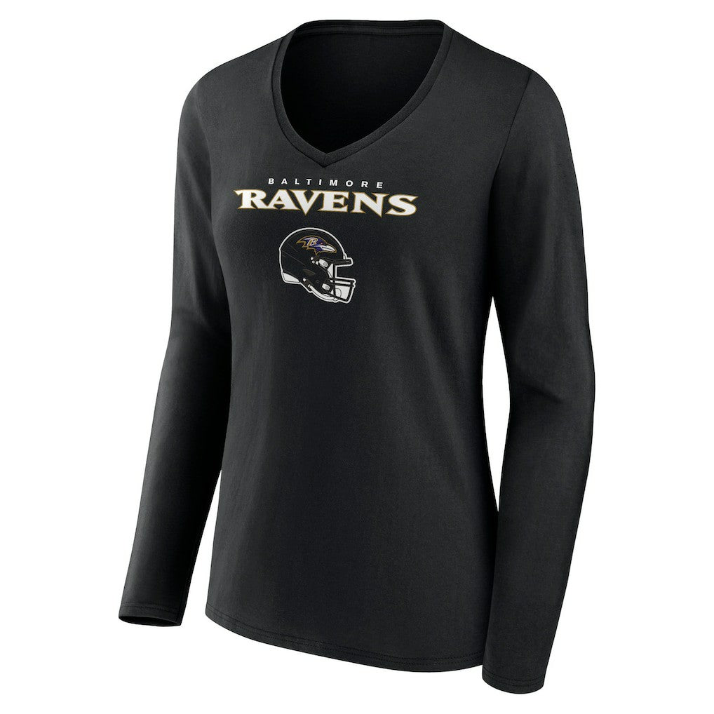 Baltimore Ravens Lamar Jackson  Women's Team Wordmark Long Sleeve V-Neck T-Shirt | NFL Outlet