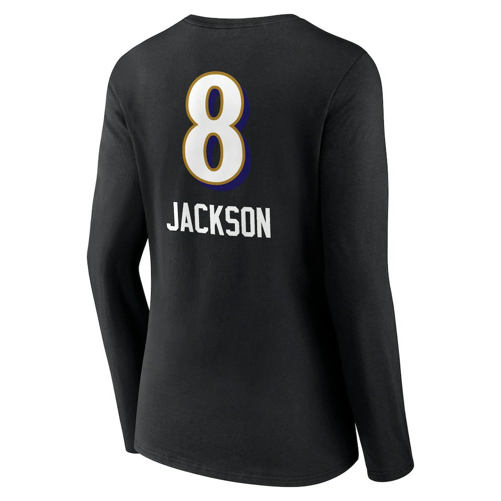 Baltimore Ravens Lamar Jackson  Women's Team Wordmark Long Sleeve V-Neck T-Shirt | NFL Outlet