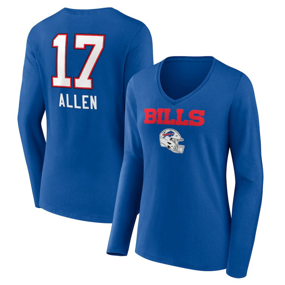 Buffalo Bills Josh Allen  Women's Team Wordmark Long Sleeve V-Neck T-Shirt | NFL On sale