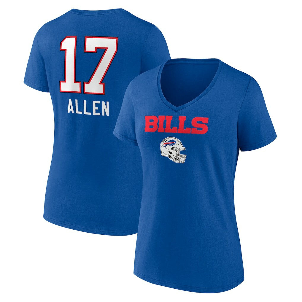 Buffalo Bills Josh Allen  Women's Team Wordmark Name & Number V-Neck T-Shirt | NFL US
