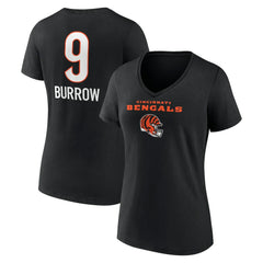 Cincinnati Bengals Joe Burrow  Women's Team Wordmark Name & Number V-Neck T-Shirt | NFL Sale