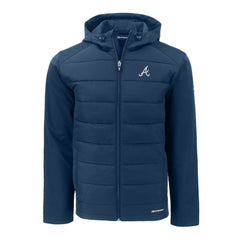 Atlanta Braves Cutter & Buck Big & Tall Evoke Hybrid Eco Softshell Recycled Full-Zip Hoodie - MLB Hoodies
