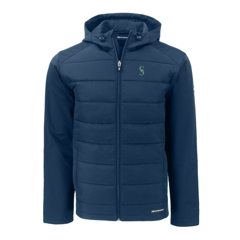 Seattle Mariners Cutter & Buck Big & Tall Evoke Hybrid Eco Softshell Recycled Full-Zip Hoodie - MLB Hoodies