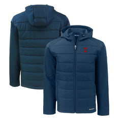 Cleveland Guardians Cutter & Buck Evoke Hybrid Eco Softshell Recycled Full-Zip Hoodie - MLB Hoodies