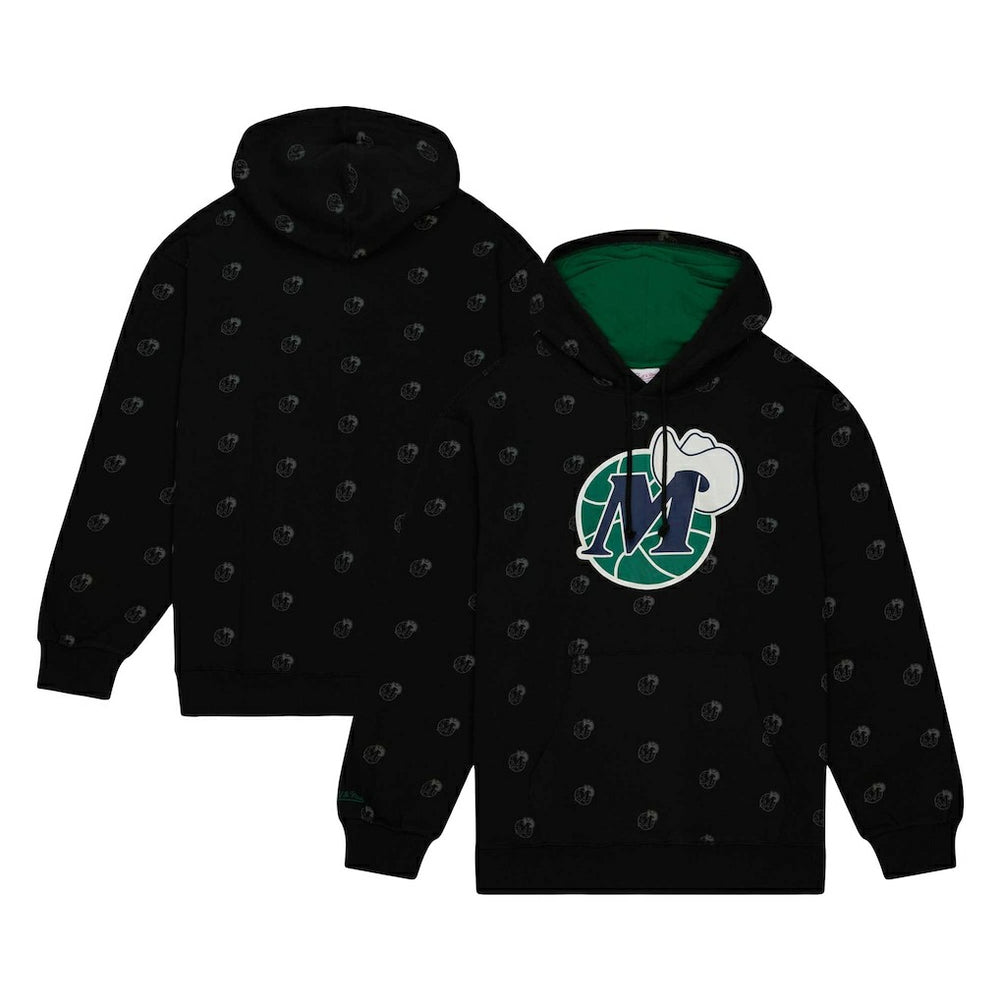 Black Dallas Mavericks Hardwood Classics Allover Print Pullover Hoodie sale | NBA