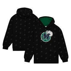 Black Dallas Mavericks Hardwood Classics Allover Print Pullover Hoodie sale | NBA