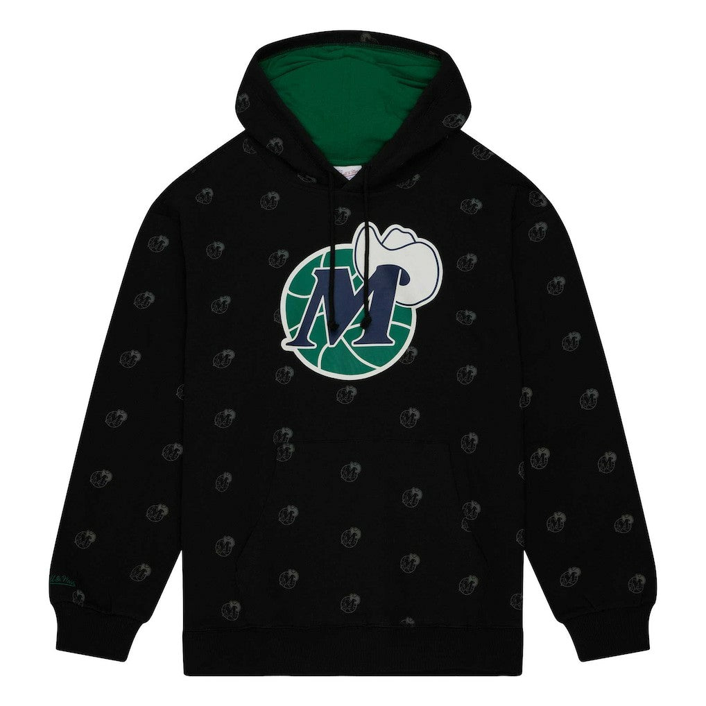Black Dallas Mavericks Hardwood Classics Allover Print Pullover Hoodie sale | NBA