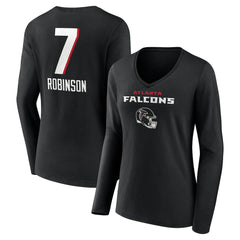 Atlanta Falcons Bijan Robinson  Women's Team Wordmark Name & Number Long Sleeve V-Neck T-Shirt | NFL New