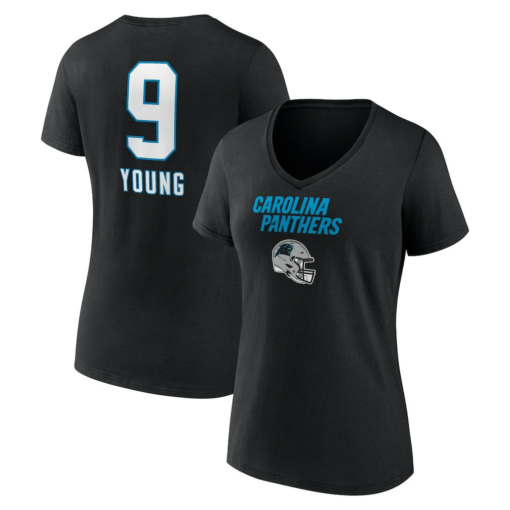 Carolina Panthers Bryce Young  Women's Team Wordmark Name & Number V-Neck T-Shirt | NFL Hot