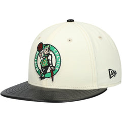 White/Black Boston Celtics Faux Leather Visor Two-Tone 59FIFTY Fitted Hat | NBA